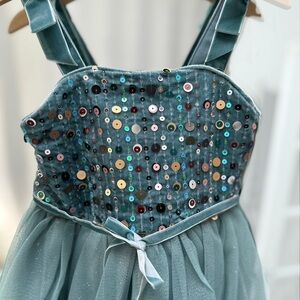 Elegant Teal Sequin Kids Formal Dress